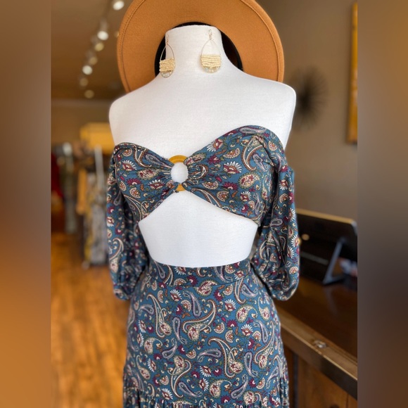 Keyhole Deep V Maxi Skirt Set Size L - Picture 2 of 3